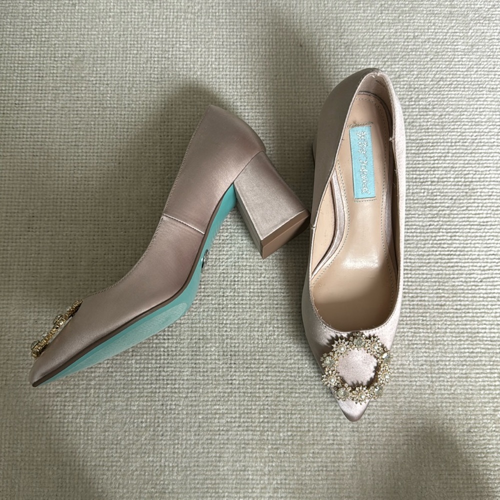 Betsy Johnson satin jeweled heels